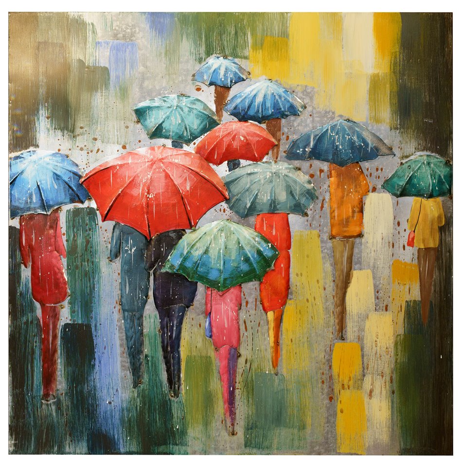 Wall decor Colorful umbrellas, metal, 100x100cm