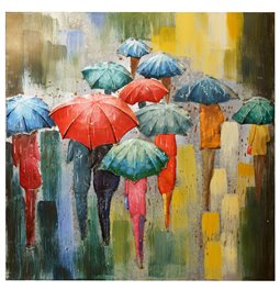 Wall decor Colorful umbrellas, metal, 100x100cm