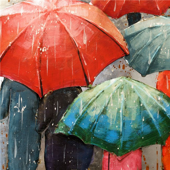 Wall decor Colorful umbrellas, metal, 100x100cm