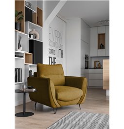 Armchair Elsilva Loco 45, velvet, yellow, H82x95x93cm