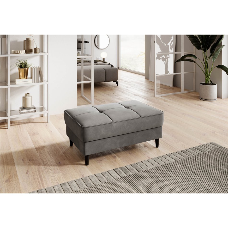 Пуф с ящиком для хранения Elbellis, Loco 4, бархат, серый, H42x62x97см