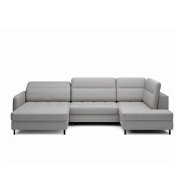 U shape sofa Elberto L, sleeping function, Manhattan 03, velvet, grey, H100x165x306cm