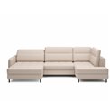 U shape sofa Elberto L, sleeping function, Manhattan 18, velvet, beige, H100x165x306cm