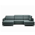 U shape sofa Elberto L, sleeping function, Manhattan 38, velvet, green, H100x165x306cm