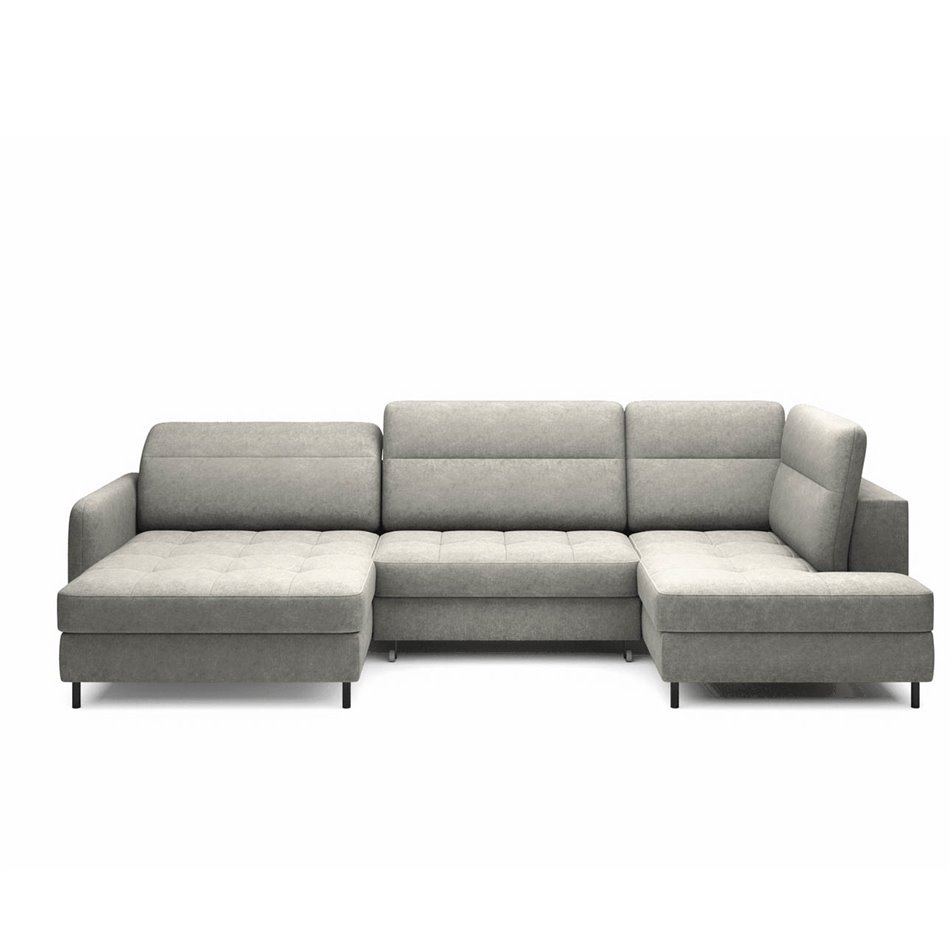 U shape sofa Elberto L, sleeping function, Raquel 04, grey, H100x165x306cm