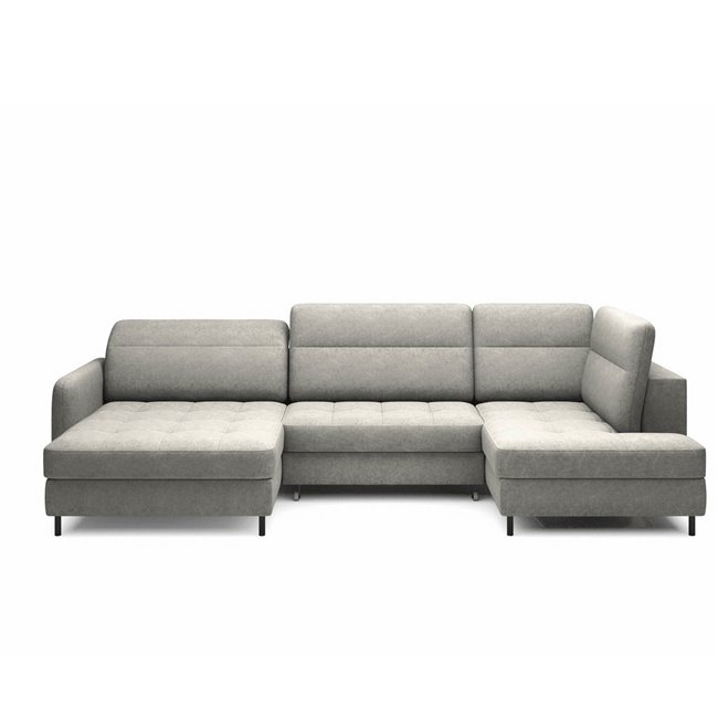 U shape sofa Elberto L, sleeping function, Raquel 04, grey, H100x165x306cm