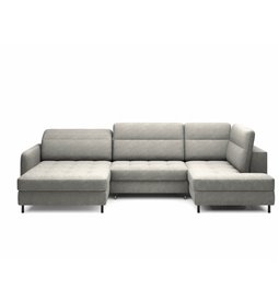 U shape sofa Elberto L, sleeping function, Raquel 04, grey, H100x165x306cm