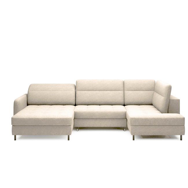 U shape sofa Elberto L, sleeping function, Raquel 18, beige, H100x165x306cm