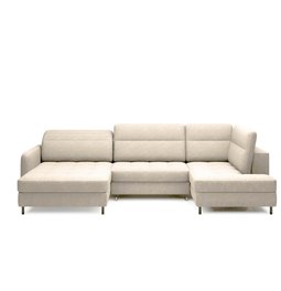 U shape sofa Elberto L, sleeping function, Raquel 18, beige, H100x165x306cm