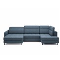 U shape sofa Elberto L, sleeping function, Raquel 40, blue, H100x165x306cm