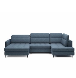 U shape sofa Elberto L, sleeping function, Raquel 40, blue, H100x165x306cm