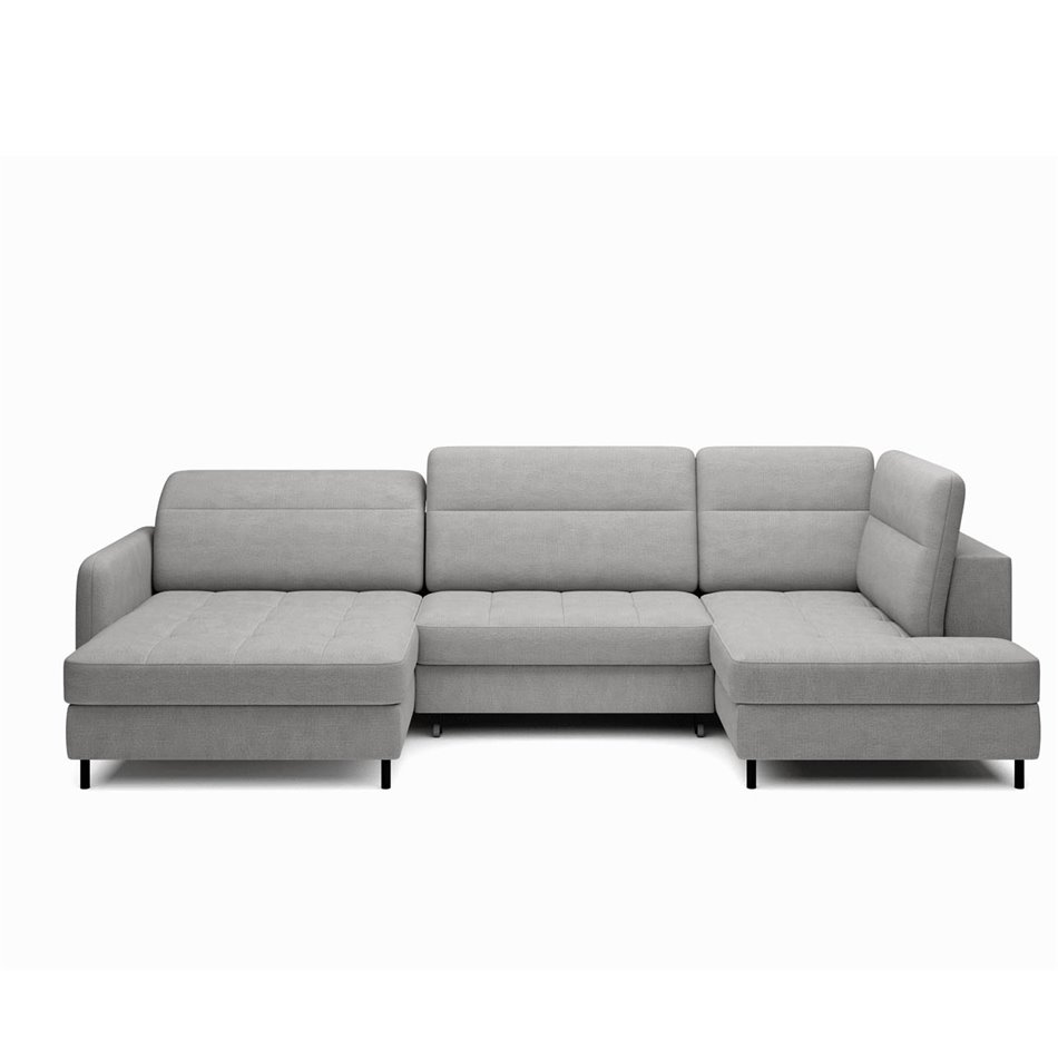 U shape sofa Elberto L, sleeping function, Toscany 03, velvet, grey, H100x165x306cm