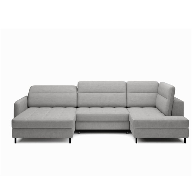 U shape sofa Elberto L, sleeping function, Toscany 03, velvet, grey, H100x165x306cm