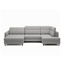 U shape sofa Elberto L, sleeping function, Toscany 03, velvet, grey, H100x165x306cm