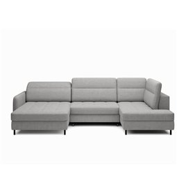 U shape sofa Elberto L, sleeping function, Toscany 03, velvet, grey, H100x165x306cm