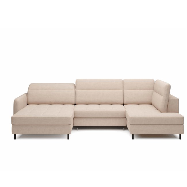 U shape sofa Elberto L, sleeping function, Toscany 18, velvet, beige, H100x165x306cm