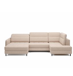 U shape sofa Elberto L, sleeping function, Toscany 18, velvet, beige, H100x165x306cm