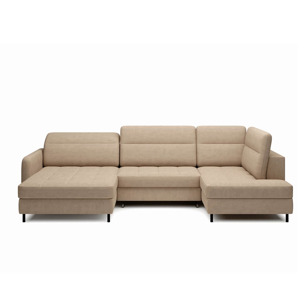 U shape sofa Elberto L, sleeping function, Toscany 20, velvet, brown, H100x165x306cm