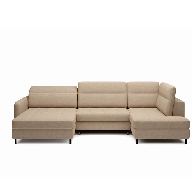 U shape sofa Elberto L, sleeping function, Toscany 20, velvet, brown, H100x165x306cm