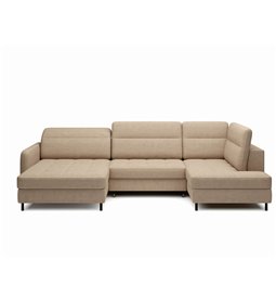 U shape sofa Elberto L, sleeping function, Toscany 20, velvet, brown, H100x165x306cm
