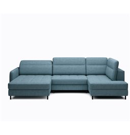 U shape sofa Elberto L, sleeping function, Toscany 40, velvet, blue, H100x165x306cm