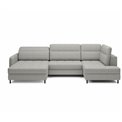U shape sofa Elberto L, sleeping function, Aubron 04, wavy velvet, grey, H100x165x306cm
