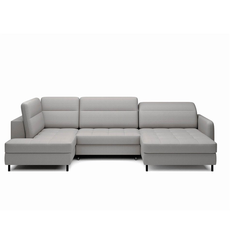 U shape sofa Elberto R, sleeping function, Manhattan 03, velvet, grey, H100x165x306cm