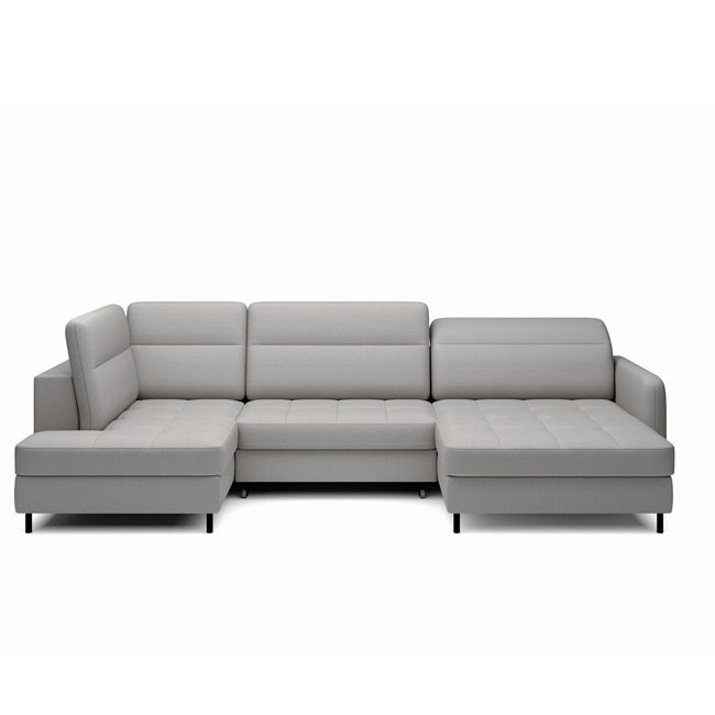 U shape sofa Elberto R, sleeping function, Manhattan 03, velvet, grey, H100x165x306cm