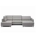 U shape sofa Elberto R, sleeping function, Manhattan 03, velvet, grey, H100x165x306cm