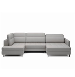U shape sofa Elberto R, sleeping function, Manhattan 03, velvet, grey, H100x165x306cm
