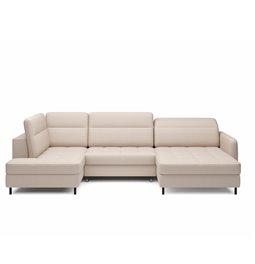 U shape sofa Elberto R, sleeping function, Manhattan 18, velvet, beige, H100x165x306cm