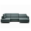 U shape sofa Elberto R, sleeping function, Manhattan 38, velvet, green, H100x165x306cm