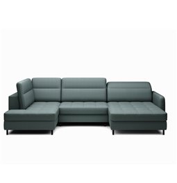 U shape sofa Elberto R, sleeping function, Manhattan 38, velvet, green, H100x165x306cm