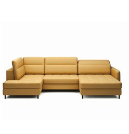 U shape sofa Elberto R, sleeping function, Manhattan 45, velvet, yellow, H100x165x306cm