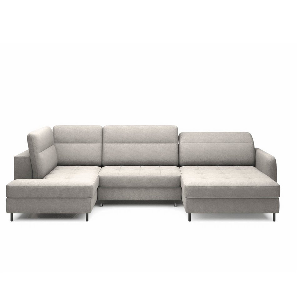 U shape sofa Elberto R, sleeping function, Raquel 03, grey, H100x165x306cm