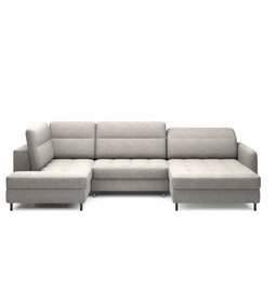 U shape sofa Elberto R, sleeping function, Raquel 03, grey, H100x165x306cm