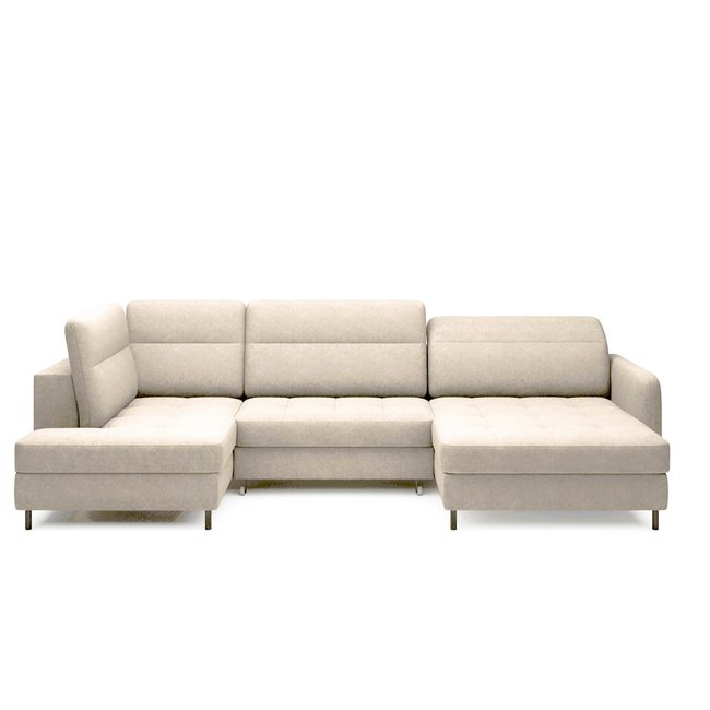 U shape sofa Elberto R, sleeping function, Raquel 18, beige, H100x165x306cm