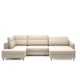 U shape sofa Elberto R, sleeping function, Raquel 18, beige, H100x165x306cm