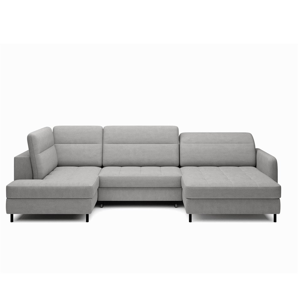 U shape sofa Elberto R, sleeping function, Toscany 03, velvet, grey, H100x165x306cm