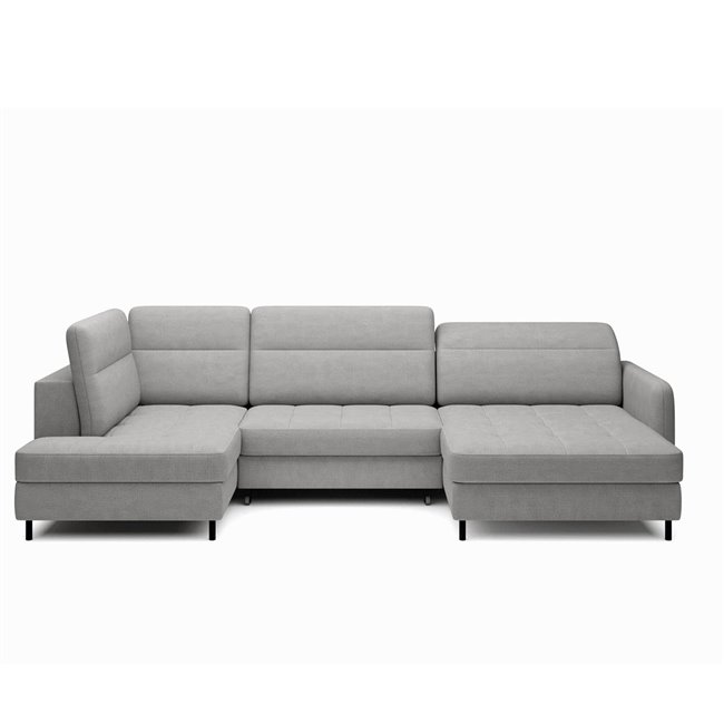 U shape sofa Elberto R, sleeping function, Toscany 03, velvet, grey, H100x165x306cm