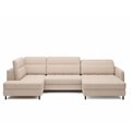 U shape sofa Elberto R, sleeping function, Toscany 18, velvet, beige, H100x165x306cm