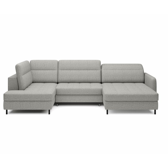 U shape sofa Elberto R, sleeping function, Aubron 04, wavy velvet, grey, H100x165x306cm