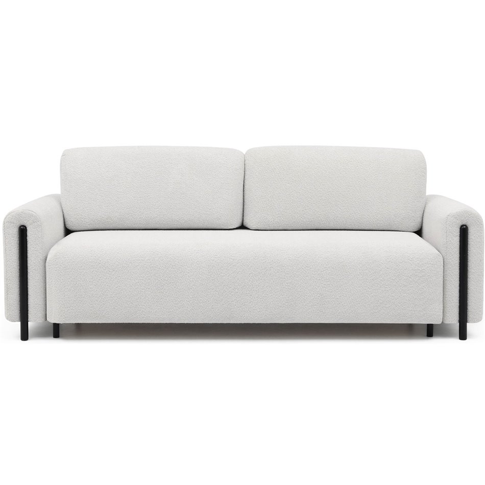 Sofa bed Elcadova Black, sleeping function, Royal 01, bouclé, white, H97x97x244cm