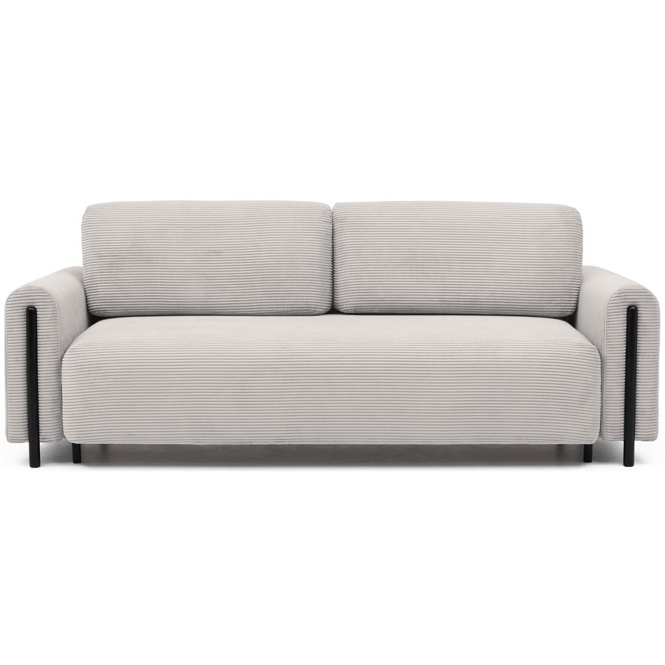 Sofa bed Elcadova Black, sleeping function, Jarell 18, wavy velvet, beige, H97x97x244cm