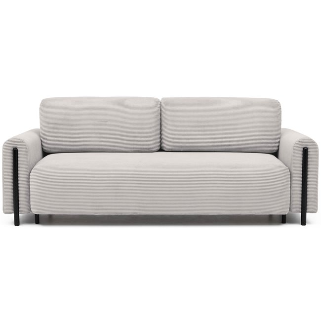 Sofa bed Elcadova Black, sleeping function, Jarell 18, wavy velvet, beige, H97x97x244cm