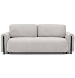 Sofa bed Elcadova Black, sleeping function, Jarell 18, wavy velvet, beige, H97x97x244cm