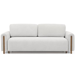 Sofa bed Elcadova Oak, sleeping function, Royal 01, bouclé, white, H97x97x244cm