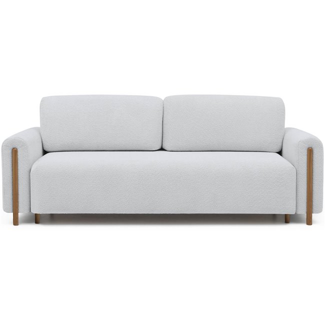 Sofa bed Elcadova Oak, sleeping function, Royal 03, bouclé, grey, H97x97x244cm