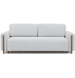 Sofa bed Elcadova Oak, sleeping function, Royal 03, bouclé, grey, H97x97x244cm