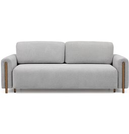 Sofa bed Elcadova Oak, sleeping function, Royal 04, bouclé, grey, H97x97x244cm